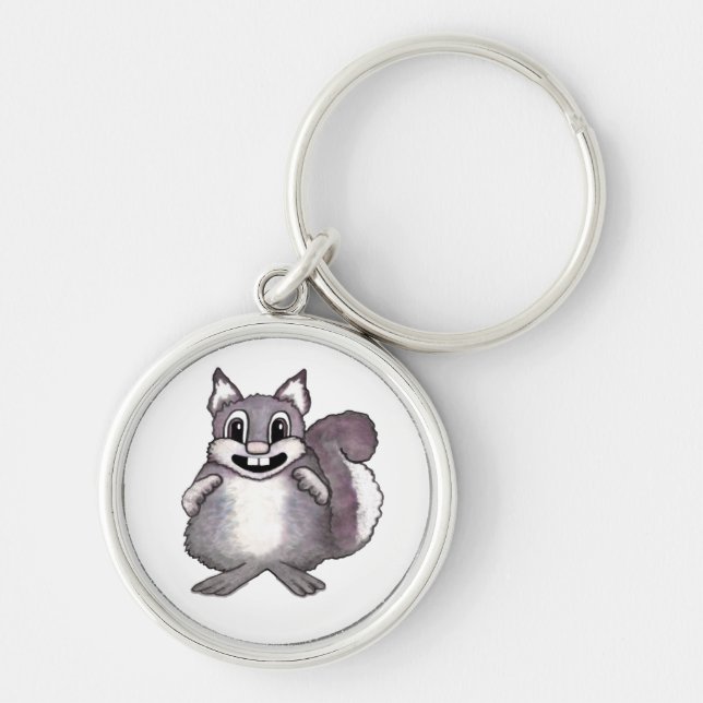 Happy Squirrel Cartoon Drawing  Keychain (Front)