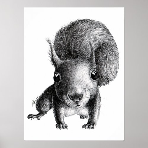 Happy Squirrel _ Cute Curious Poster