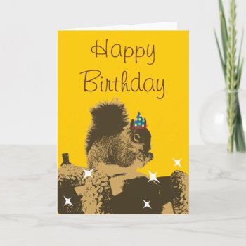 Happy Squirrel & His Nuts Birthday Card by fotoplus at Zazzle