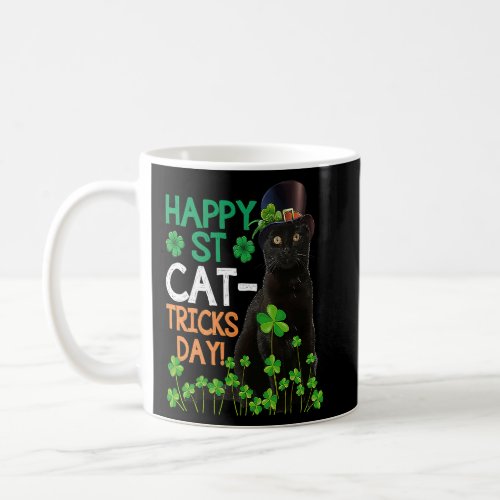 Happy St Cat Tricks Day Cat Leprechaun Hat St Patr Coffee Mug