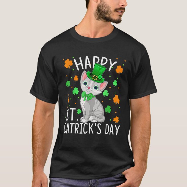 Happy St Catricks Day Cat Funny St. Patricks Cat L T-Shirt (Front)