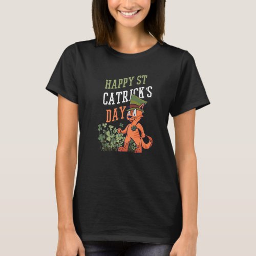 Happy St Catricks Day Cat Lovers Leprechaun St Pat T_Shirt