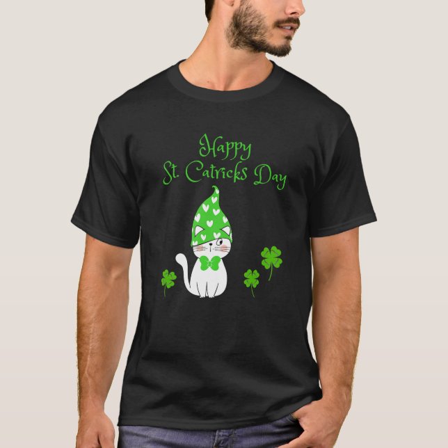 Happy St Catrick's Day For Cat Lovers Irish St Pat T-Shirt (Front)
