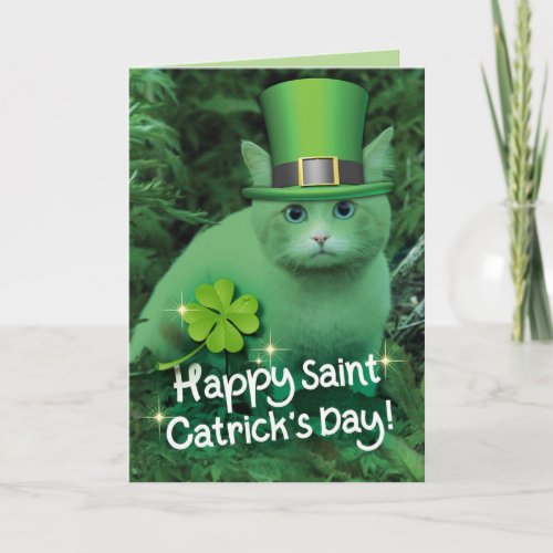 Happy St Catricks Day St Patricks Day Cat Card