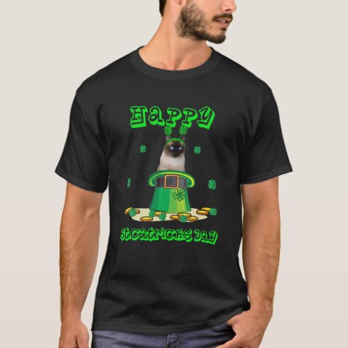 Happy StCatricks Patricks Day Siamese Cat Lover T_Shirt