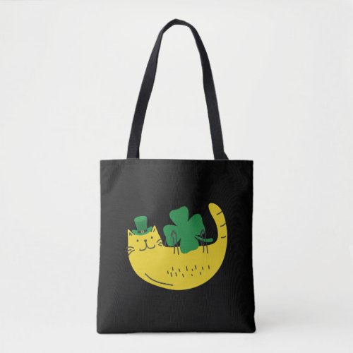 Happy St Cattys Day Catricks Funny Leprechaun Cat Tote Bag