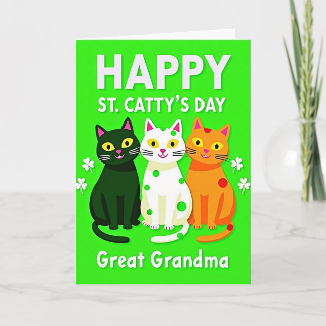 Happy St Cattys Day Grandma Card (Front)