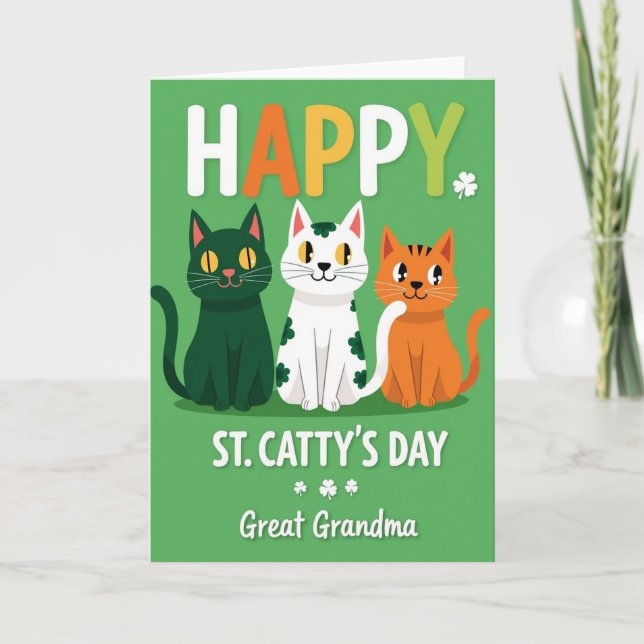 Happy St Cattys Day Great Grandma Card (Front)