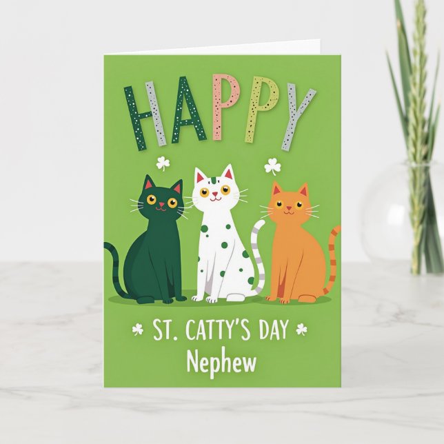 Happy St Cattys Day Nephew Card (Front)