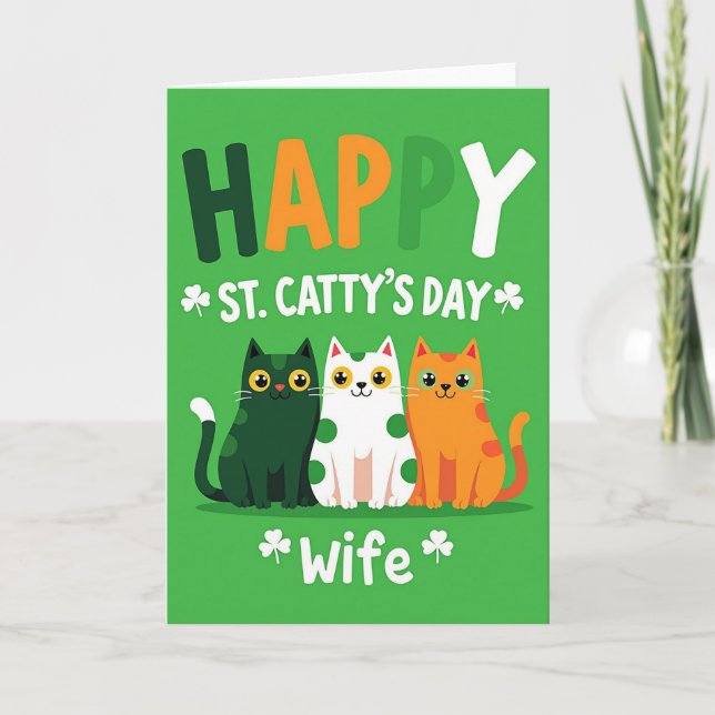 Happy St Cattys Day Wife Card (Front)