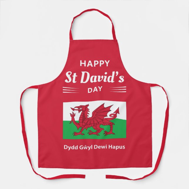 Happy St David's Day Dydd Gŵyl Dewi Hapus 2 Apron (Front)