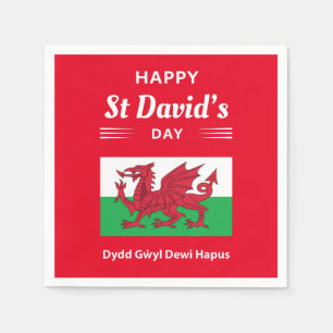 Happy St David's Day Dydd Gŵyl Dewi Hapus 2 Napkins