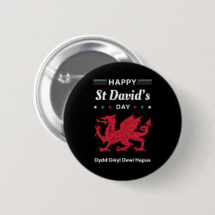 Happy St David's Day Dydd Gŵyl Dewi Hapus 3 Button