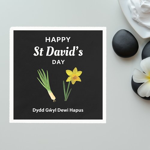 Happy St Davids Day Dydd Gŵyl Dewi Hapus 4 Napkins