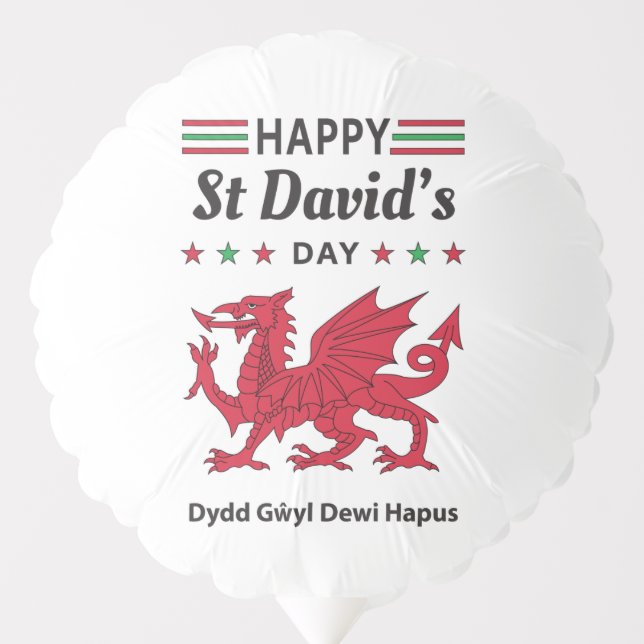 Happy St David's Day Dydd Gŵyl Dewi Hapus 5 Balloon (Front)
