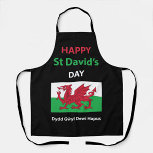 Happy St David's Day Dydd Gŵyl Dewi Hapus Apron