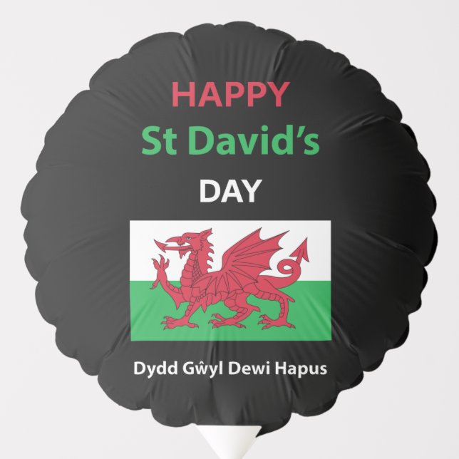 Happy St David's Day Dydd Gŵyl Dewi Hapus Balloon (Front)