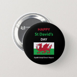 Happy St David's Day Dydd Gŵyl Dewi Hapus Button