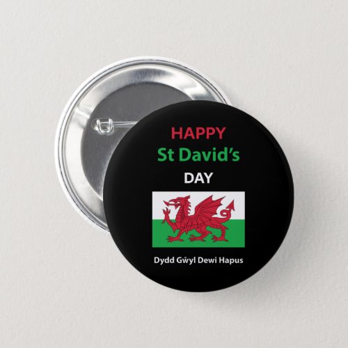 Happy St Davids Day Dydd Gŵyl Dewi Hapus Button