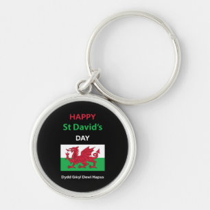 Happy St David's Day Dydd Gŵyl Dewi Hapus Keychain