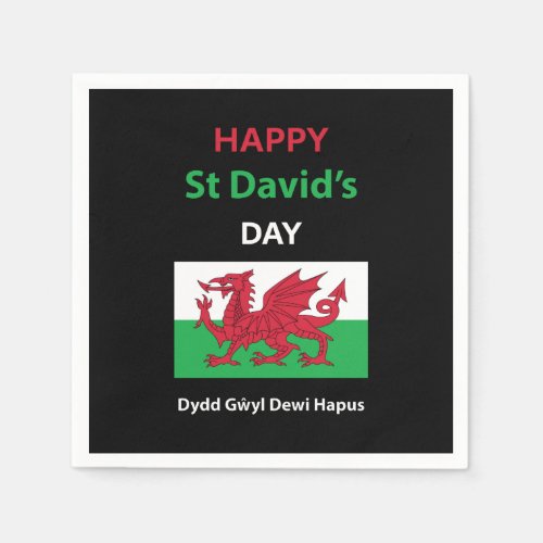 Happy St Davids Day Dydd Gŵyl Dewi Hapus Napkins