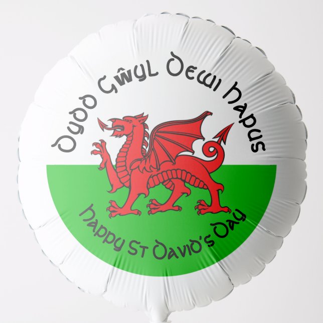 Happy St Davids Day in Celtic Style Large Balloon (Front)