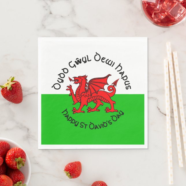 Happy St Davids Day in Celtic Style Luncheon Napkins (Insitu)