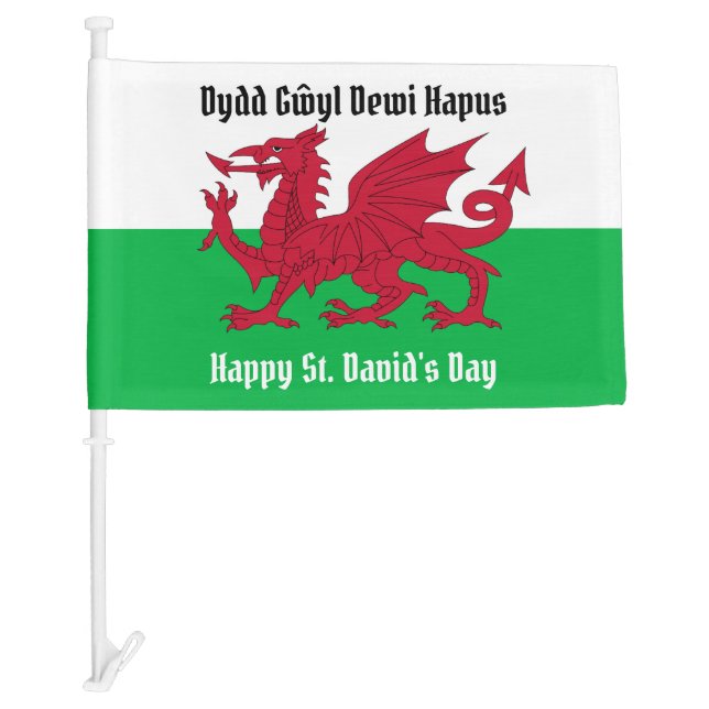 Happy St. David's Day Red Dragon Welsh Flag (Front)