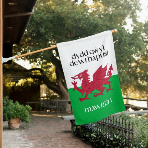 Happy St Davids Day Red Dragon Welsh Flag