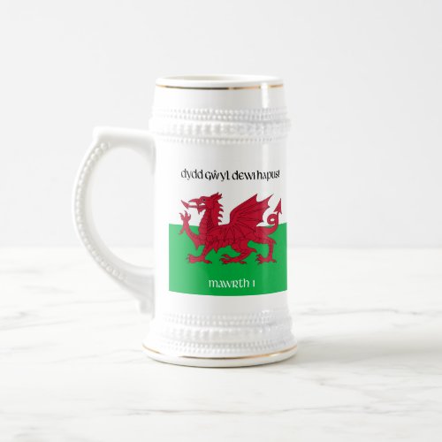 Happy St Davids Day Red Dragon Welsh Flag Beer Stein