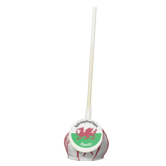 Happy St. David's Day Red Dragon Welsh Flag Cake Pops (Front)
