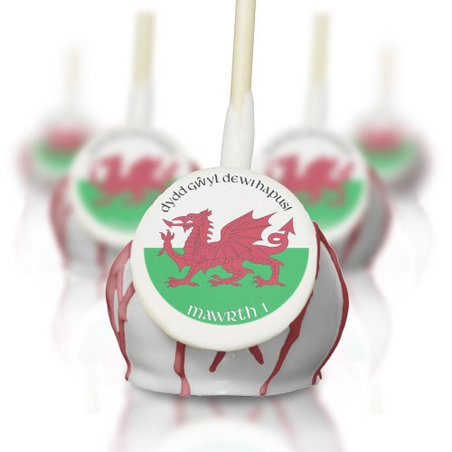 Happy St Davids Day Red Dragon Welsh Flag Cake Pops