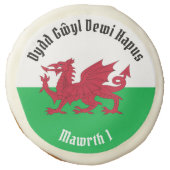 Happy St. David's Day Red Dragon Welsh Flag Sugar Cookie (Front)