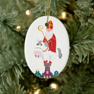Happy St. Nicholas Day Greeting Ceramic Ornament