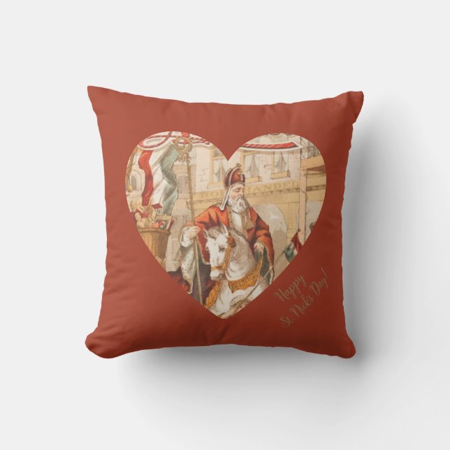 Happy St. Nick's Day St. Nicholas Sinterklaas Throw Pillow (Front)