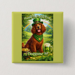Happy St. Paddy's Day Cute Irish Setter Button