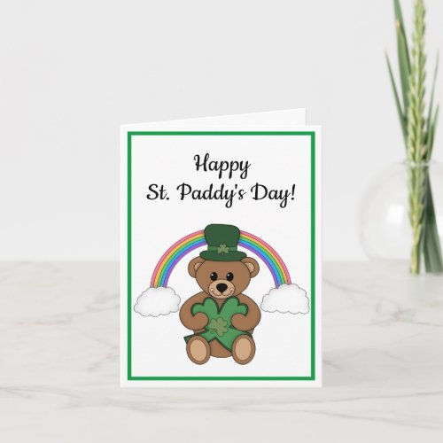 Happy St Paddys Day Cute Leprechaun Teddy Bear Card