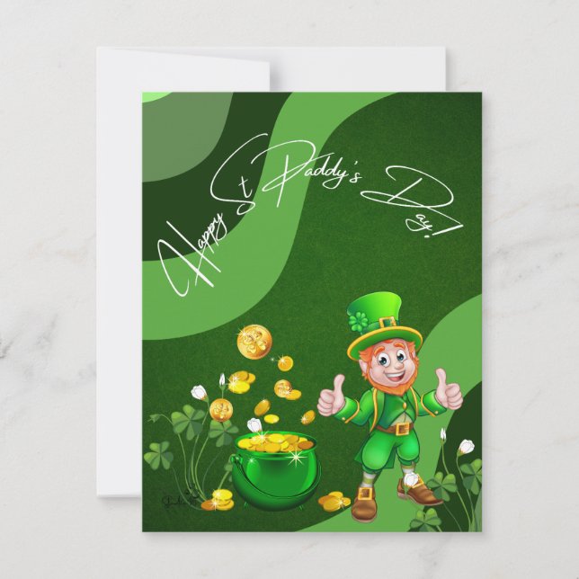 Happy St Paddy's Day Leprechaun Holiday Card (Front)