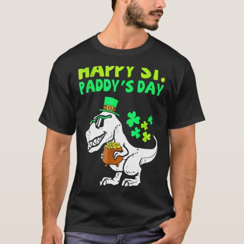 Happy St Paddys Day Leprechaun Trex Dino Patricks T_Shirt
