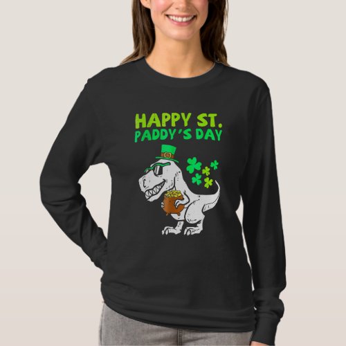 Happy St Paddys Day Leprechaun Trex Dino Patricks T_Shirt
