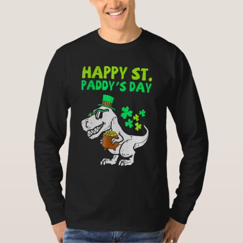 Happy St Paddys Day Leprechaun Trex Dino Patricks T_Shirt