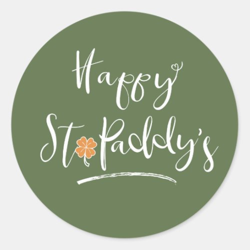 Happy St Paddys Orange Shamrock ID336 Classic Round Sticker