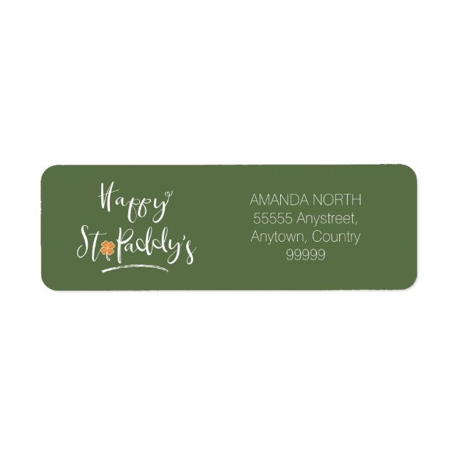 Happy St. Paddy's Orange Shamrock ID336 Label (Front)