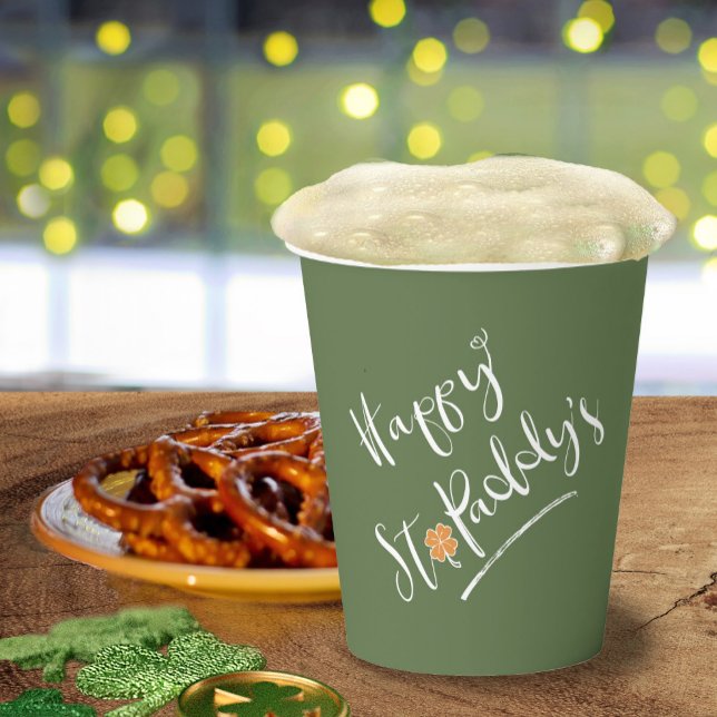 Happy St. Paddy's Orange Shamrock ID336 Paper Cups (Creator Uploaded)