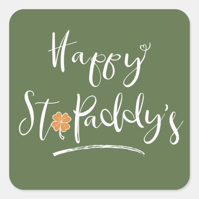 Happy St. Paddy's Orange Shamrock ID336 Square Sticker (Front)