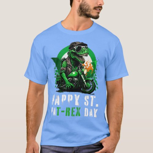 Happy St PaRex Dinosaur Saint Patricks Day Biker   T_Shirt