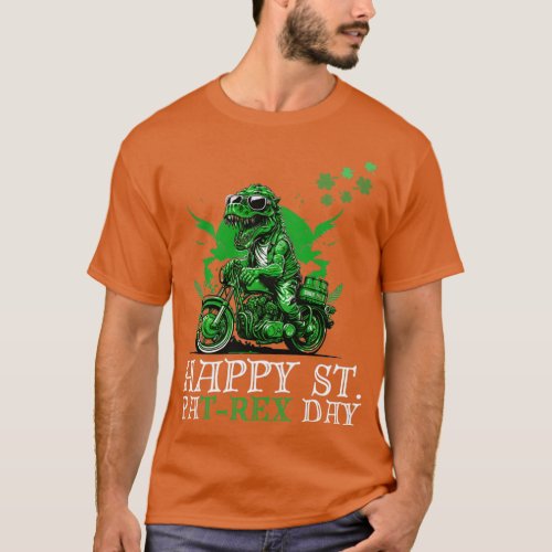 Happy St PaRex Dinosaur Saint Patricks Day Biker   T_Shirt