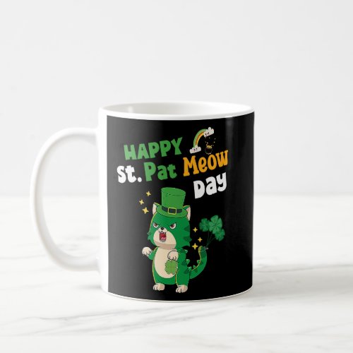 Happy St Pat Meow Day Lucky Shamrock Cat  Cats  Coffee Mug