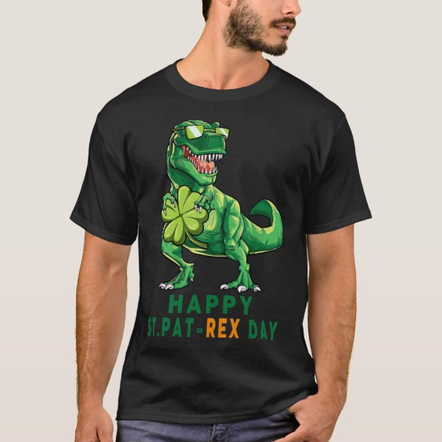 Happy St PaT Rex Day  Boy Kids Dinosaur St Patrick T-Shirt (Front)