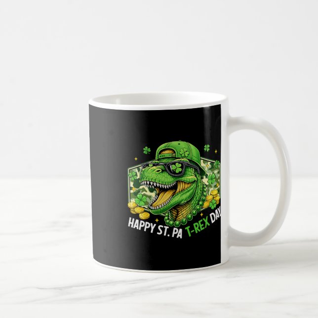 Happy St Pat-rex Day Dinosaur Camo St Patricks Day Coffee Mug (Right)